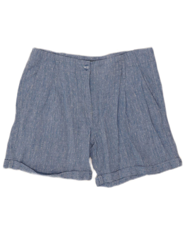 Shorts chino feminino Marks & Spencer Pegged UK 12 médio W32 azul geométrico