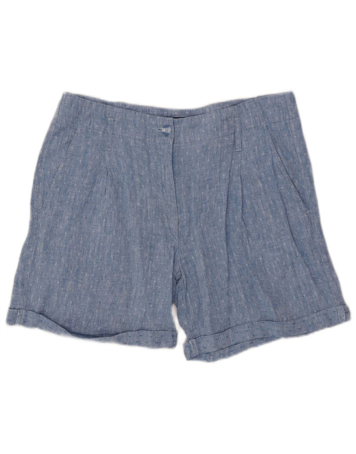 Shorts chino feminino Marks & Spencer Pegged UK 12 médio W32 azul geométrico