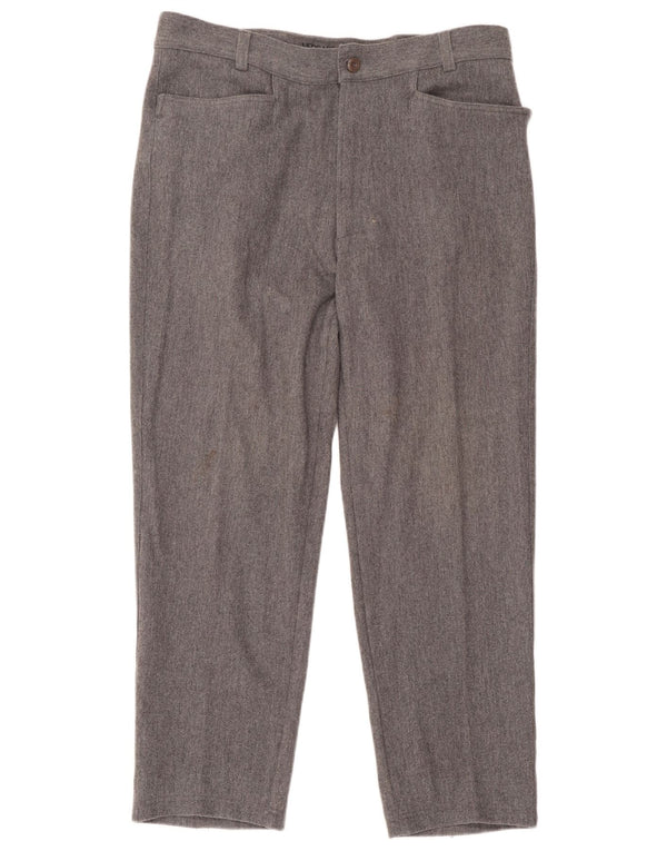 Calça masculina Versace de terno reto IT 52 XL W38 L29 lã cinza