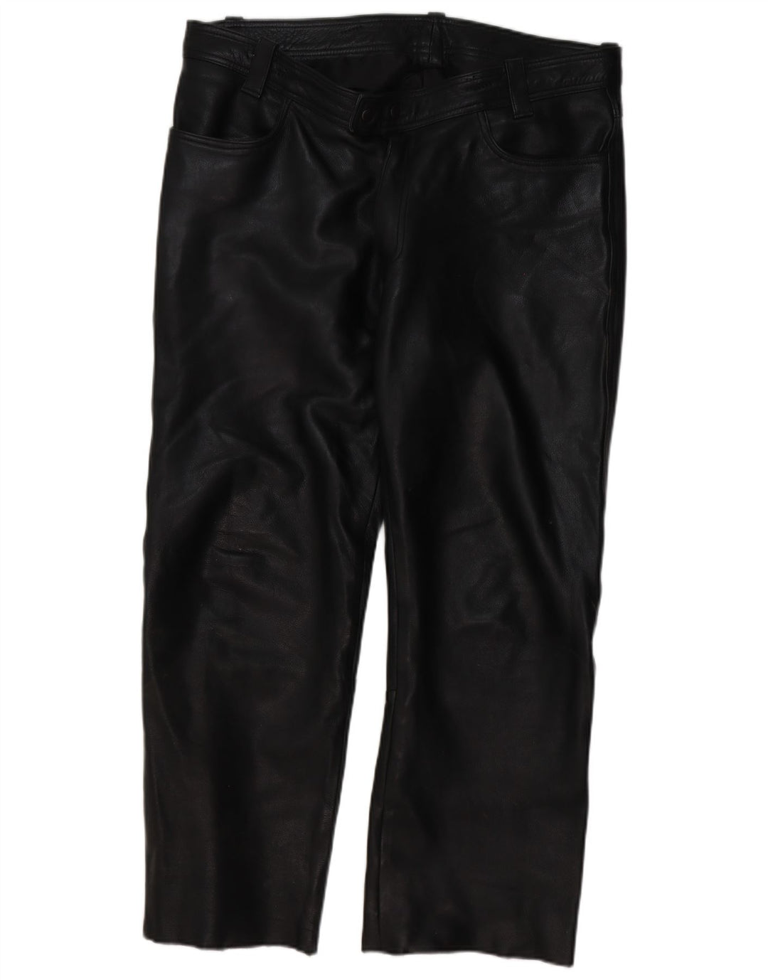 Calças de couro retas masculinas vintage W40 L30 pretas