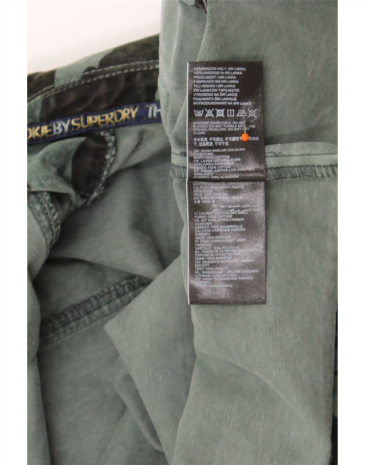 Jaqueta jeans feminina Superdry UK 12 algodão camuflado verde médio