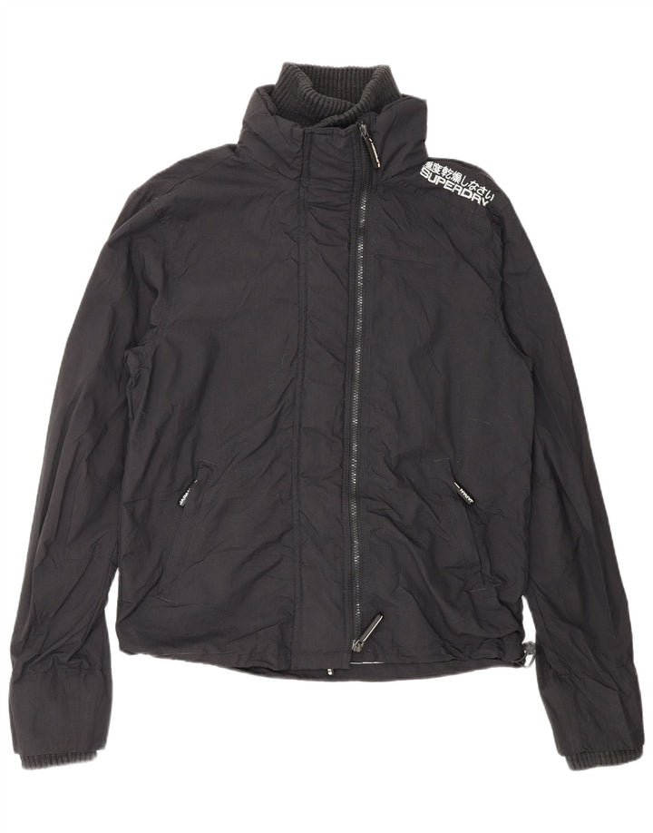 Jaqueta de chuva feminina Superdry Windcheater Graphic UK 14 médio preto nylon