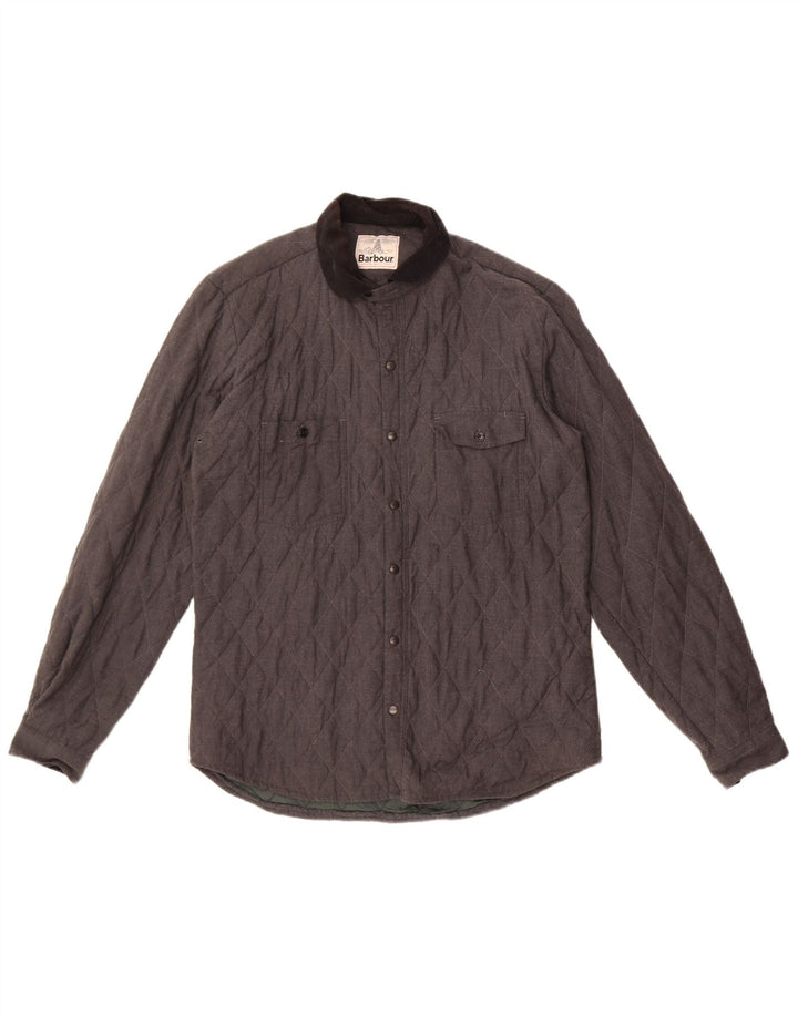 Jaqueta acolchoada masculina Barbour UK 38 algodão cinza médio
