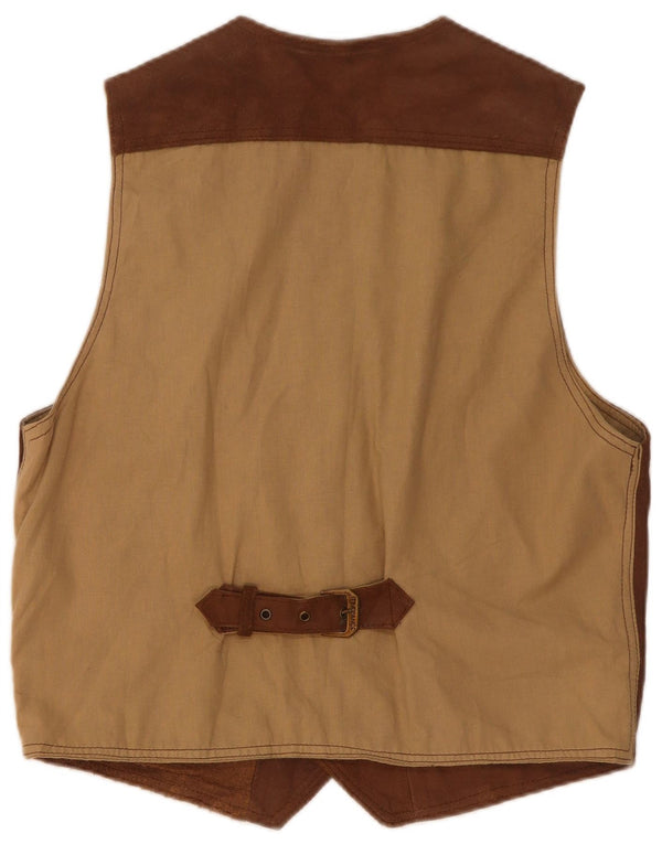 Colete masculino vintage de camurça XL couro marrom