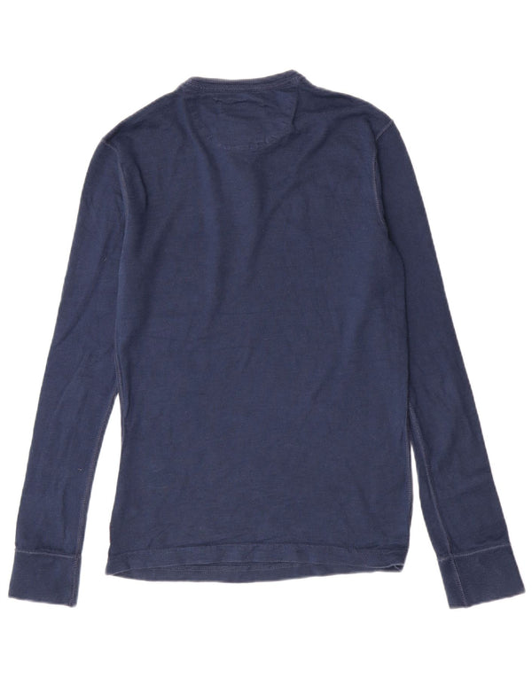 Top masculino Superdry manga comprida pequeno algodão azul marinho
