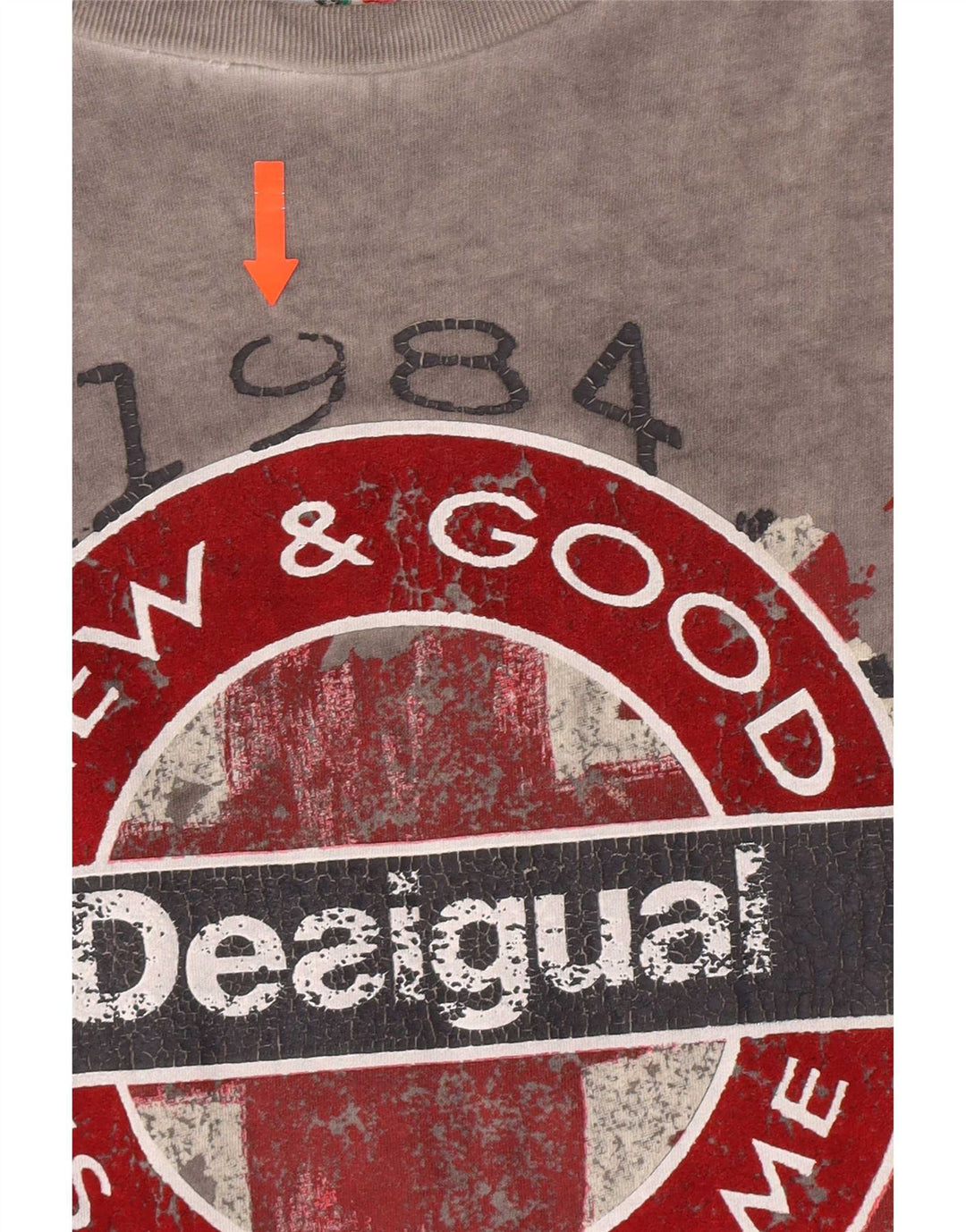 Camiseta masculina Desigual com estampa gráfica cinza médio algodão