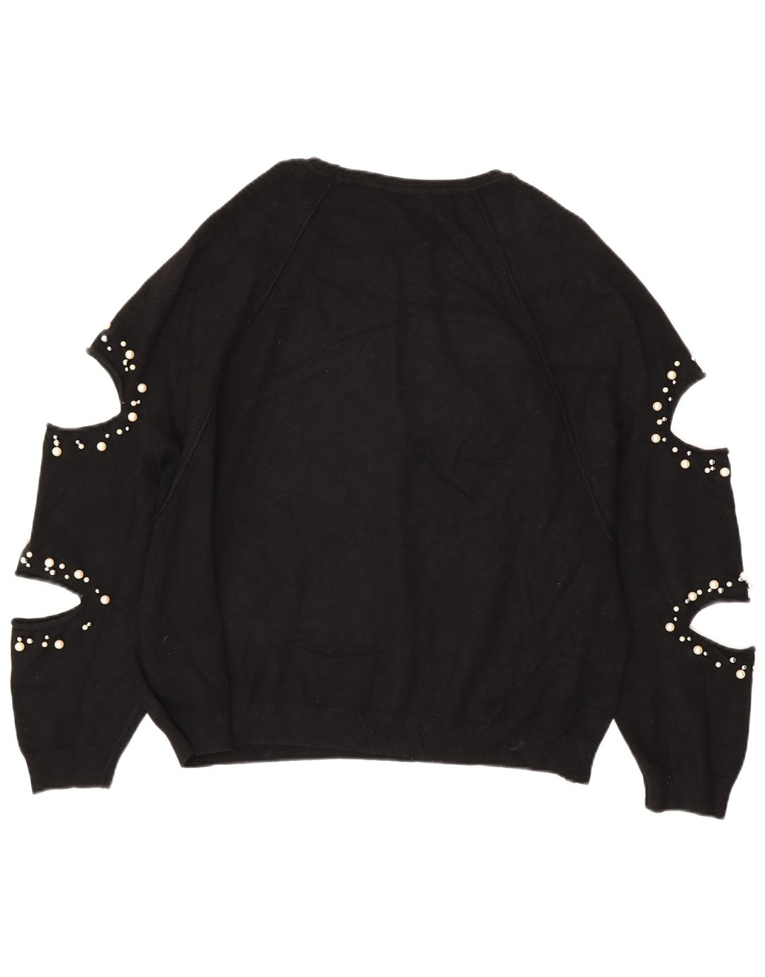 ZARA Suéter feminino oversized com gola canoa Reino Unido 14 médio preto
