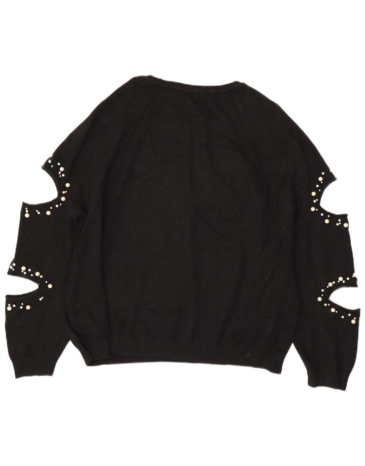 ZARA Suéter feminino oversized com gola canoa Reino Unido 14 médio preto
