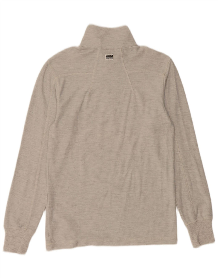 G-Star Masculino Zip Top Manga Longa Pequeno Algodão Salpicado Cinza