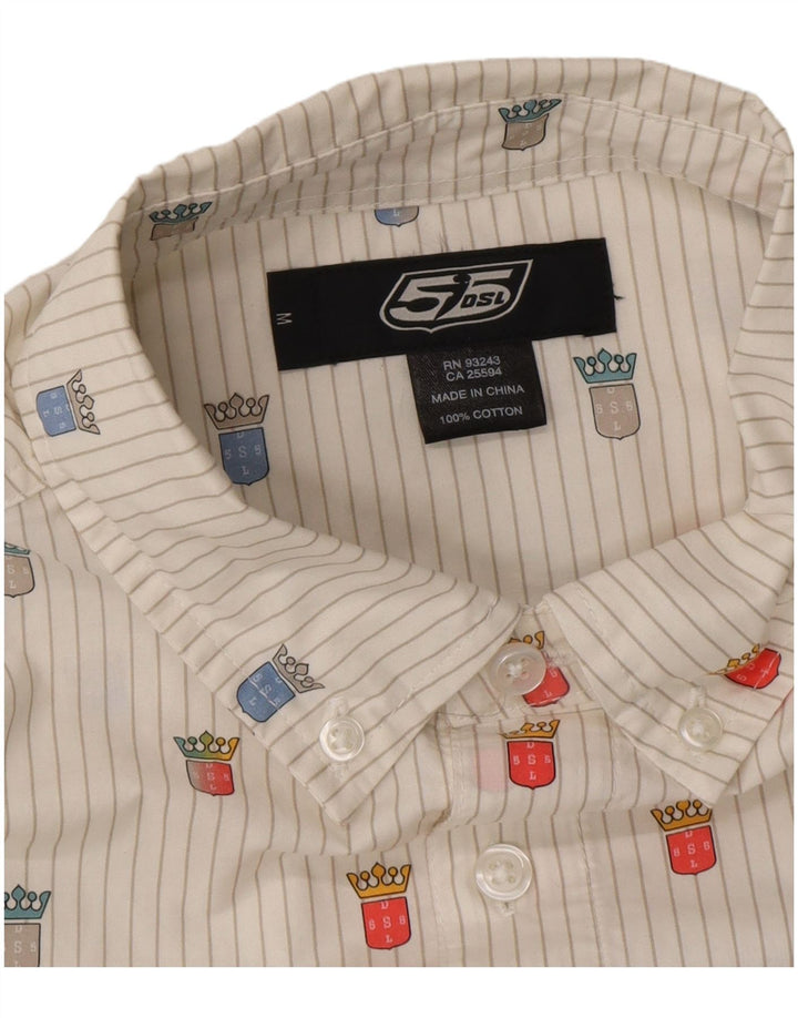 Camisa gráfica masculina Diesel 55DSL de algodão listrado branco médio