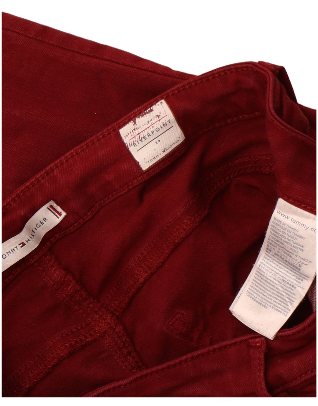 Jeans feminino TOMMY HILFIGER Riverpoint skinny W29 L28 algodão borgonha