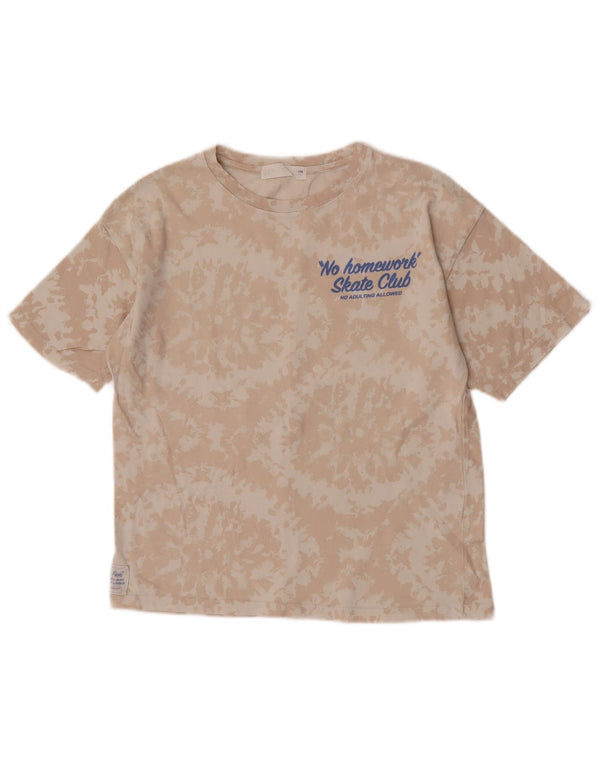 Zara Boys Graphic T-Shirt Top 8-9 Anos Bege Tie Dye Algodão