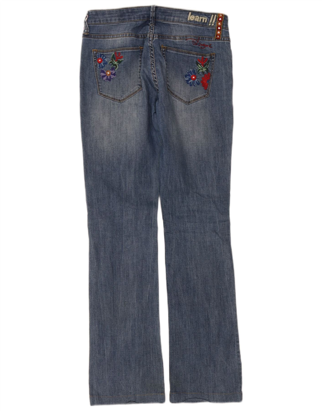 Desigual Jeans Bootcut Feminino W32 L32 Azul Floral