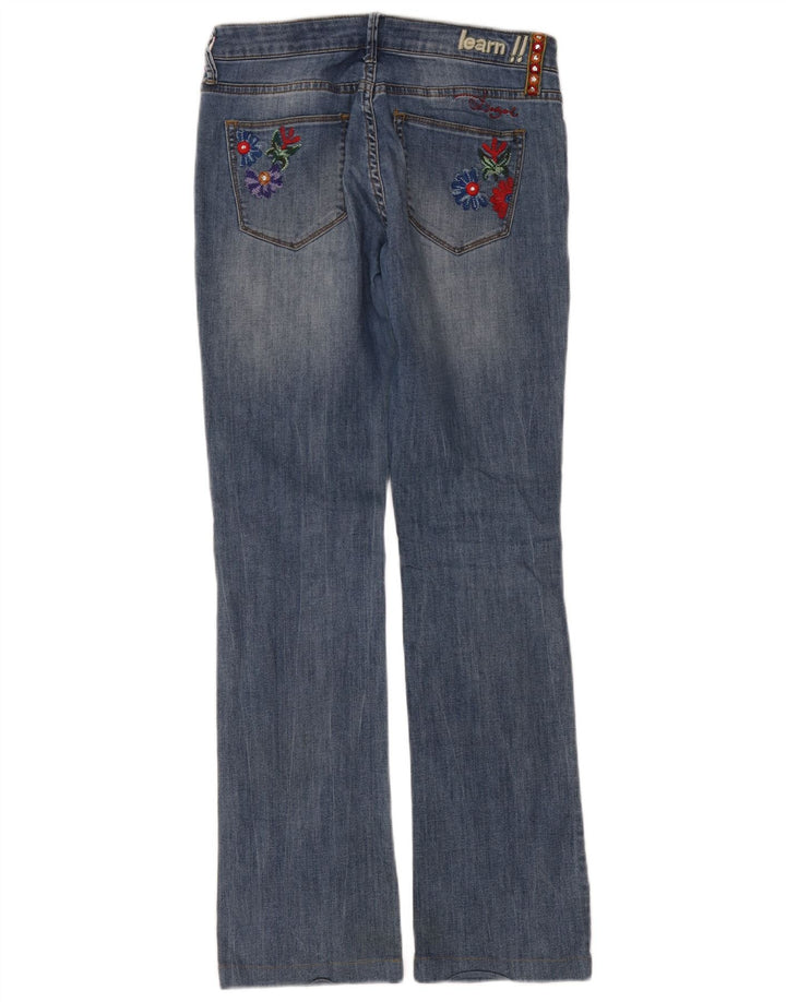 Desigual Jeans Bootcut Feminino W32 L32 Azul Floral