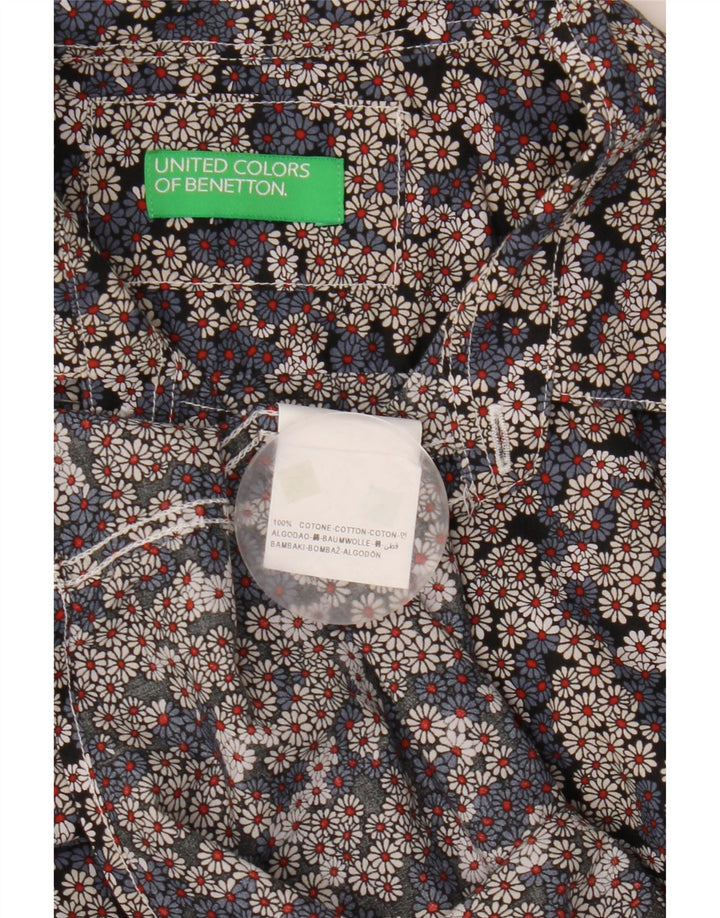 Camisa masculina de manga curta BENETTON de algodão floral multicolorido médio