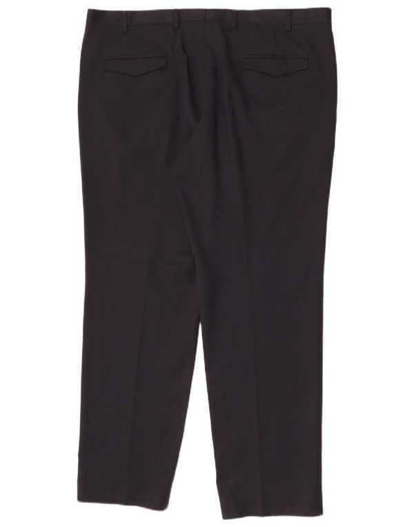Calça masculina de terno reto Marks & Spencer sob medida W40 L31 azul marinho