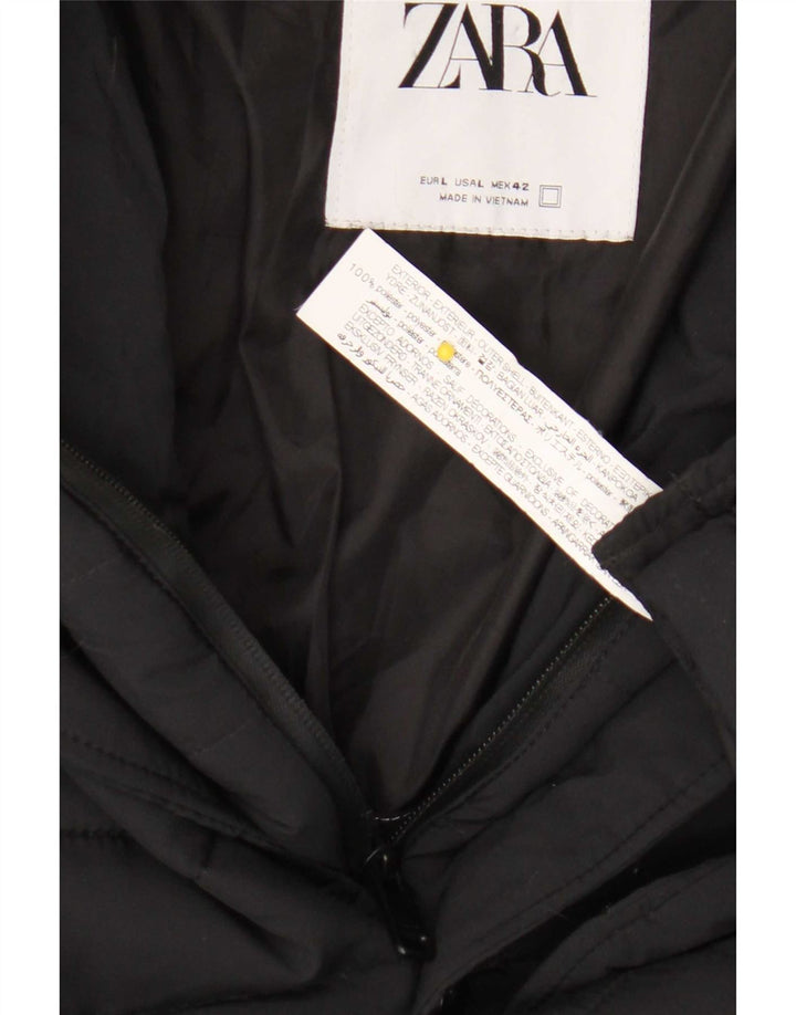 Jaqueta acolchoada masculina Zara UK 40 grande poliéster preto
