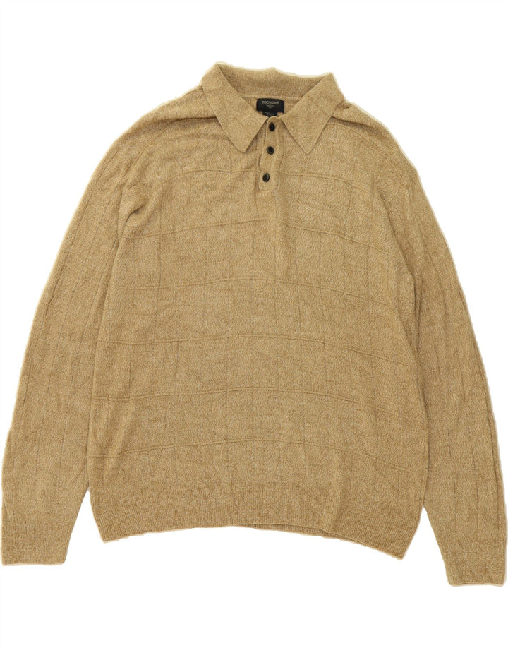 DOCKERS Mens Polo Neck Jumper Sweater XL Beige Acrylic Vintage Dockers and Second-Hand Dockers from Messina Hembry 