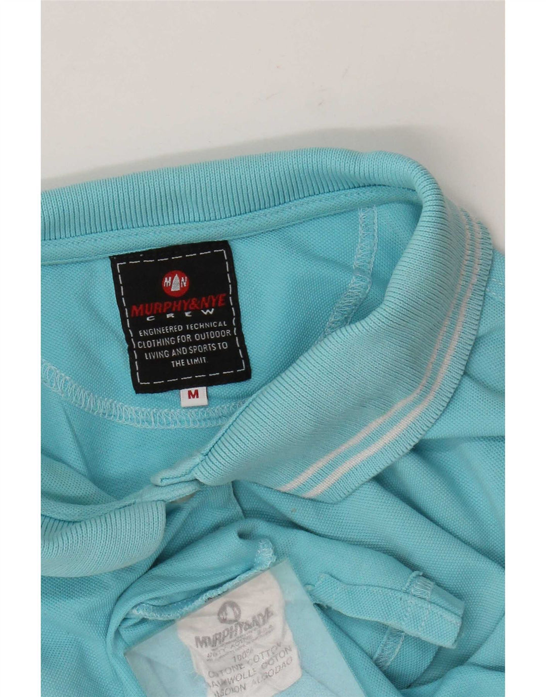 Camisa polo feminina Murphy & Nye Reino Unido 12 algodão listrado azul médio