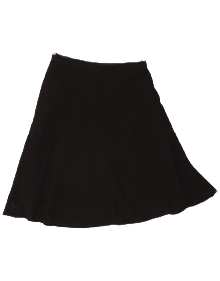 Saia feminina Marks & Spencer A-Line UK 10 pequena W27 poliéster preto
