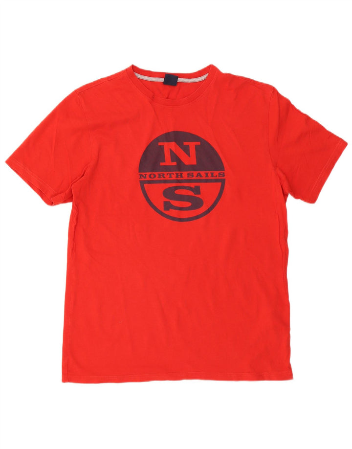 Camiseta masculina North Sails com ajuste regular gráfico top médio algodão vermelho
