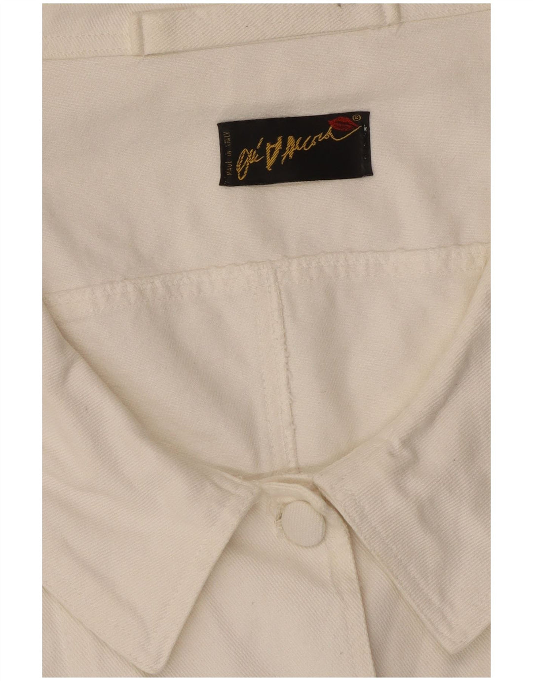 Blusa feminina vintage manga curta UK 12 médio branco