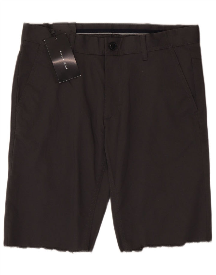 Zara Mens Chino Shorts EU 40 Médio W31 Algodão Cinza