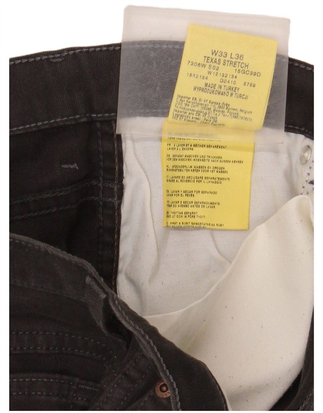 Wrangler Masculino Texas Stretch Straight Jeans W33 L32 Algodão Preto