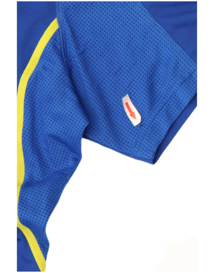 Adidas Mens Zip Neck T-Shirt Top Médio Azul Poliéster