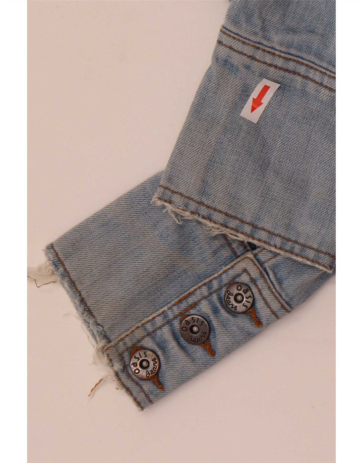 Jaqueta jeans feminina Oasis UK 12 algodão azul médio