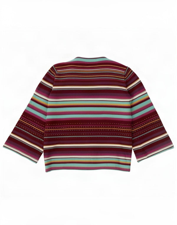 Suéter cardigã feminino Marks & Spencer UK 16 listrado roxo grande