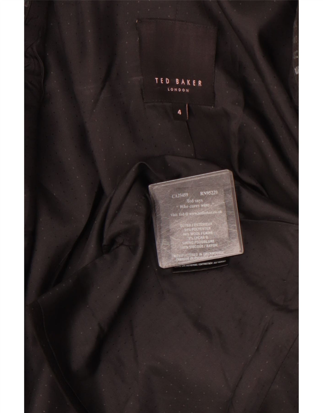 Jaqueta blazer feminina TED BAKER com 1 botão tamanho 4 grande preto manchado