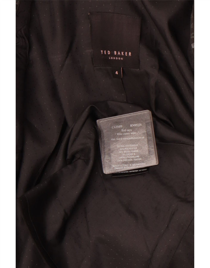 Jaqueta blazer feminina TED BAKER com 1 botão tamanho 4 grande preto manchado