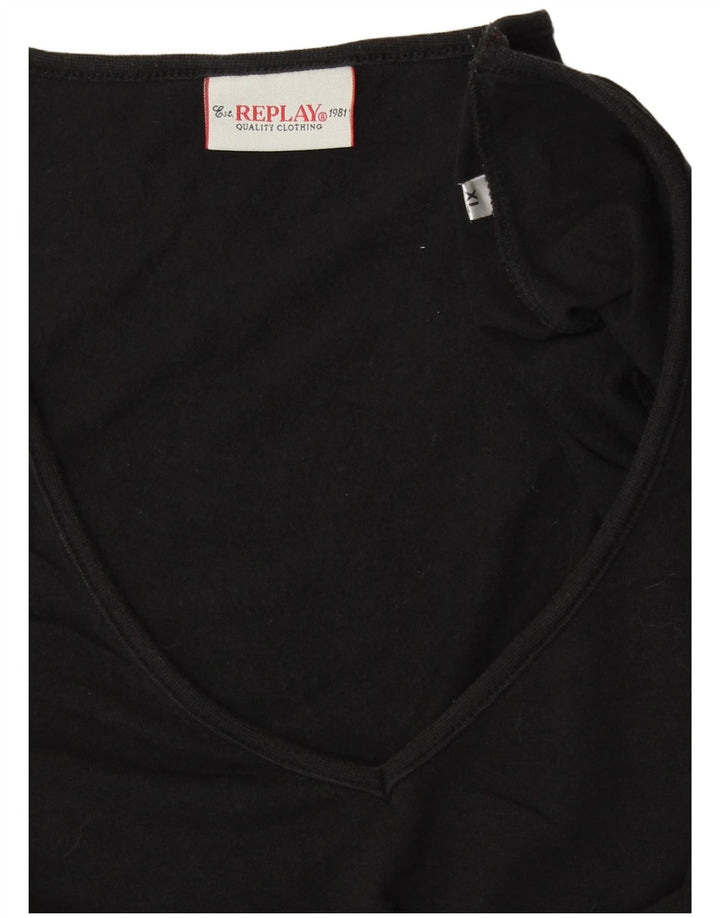 Camiseta feminina REPLAY com estampa gráfica UK 18 XL preta