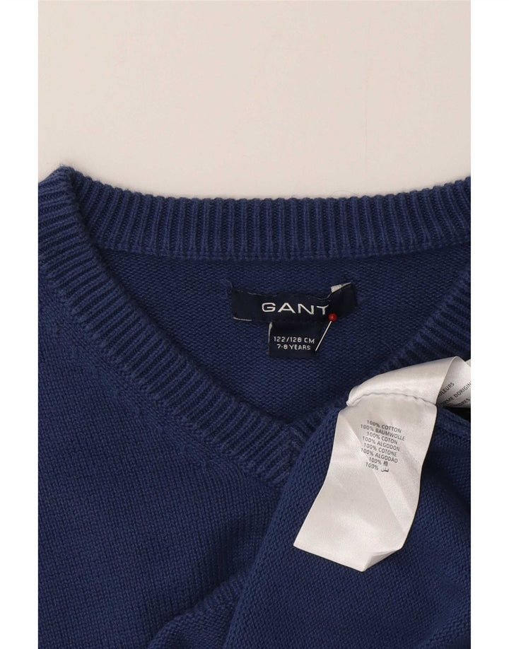 Suéter Gant Boys com decote em V 7-8 anos algodão azul