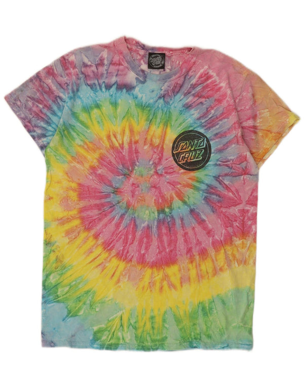 Camiseta gráfica masculina Santa Cruz Top pequena de algodão tie-dye multicolorido