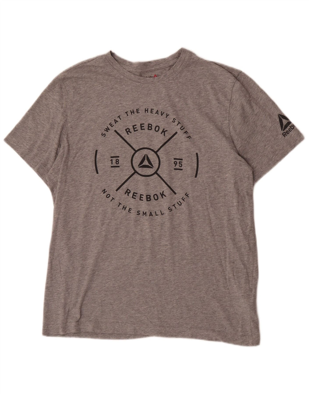 Camiseta gráfica masculina Reebok Top grande algodão cinza
