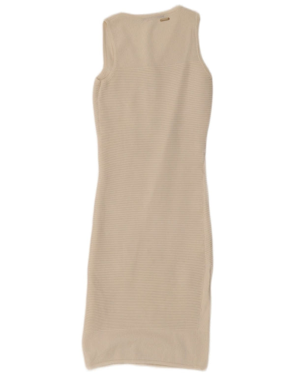 Guess Vestido feminino de crochê sem mangas e bodycon UK 4 XS branco