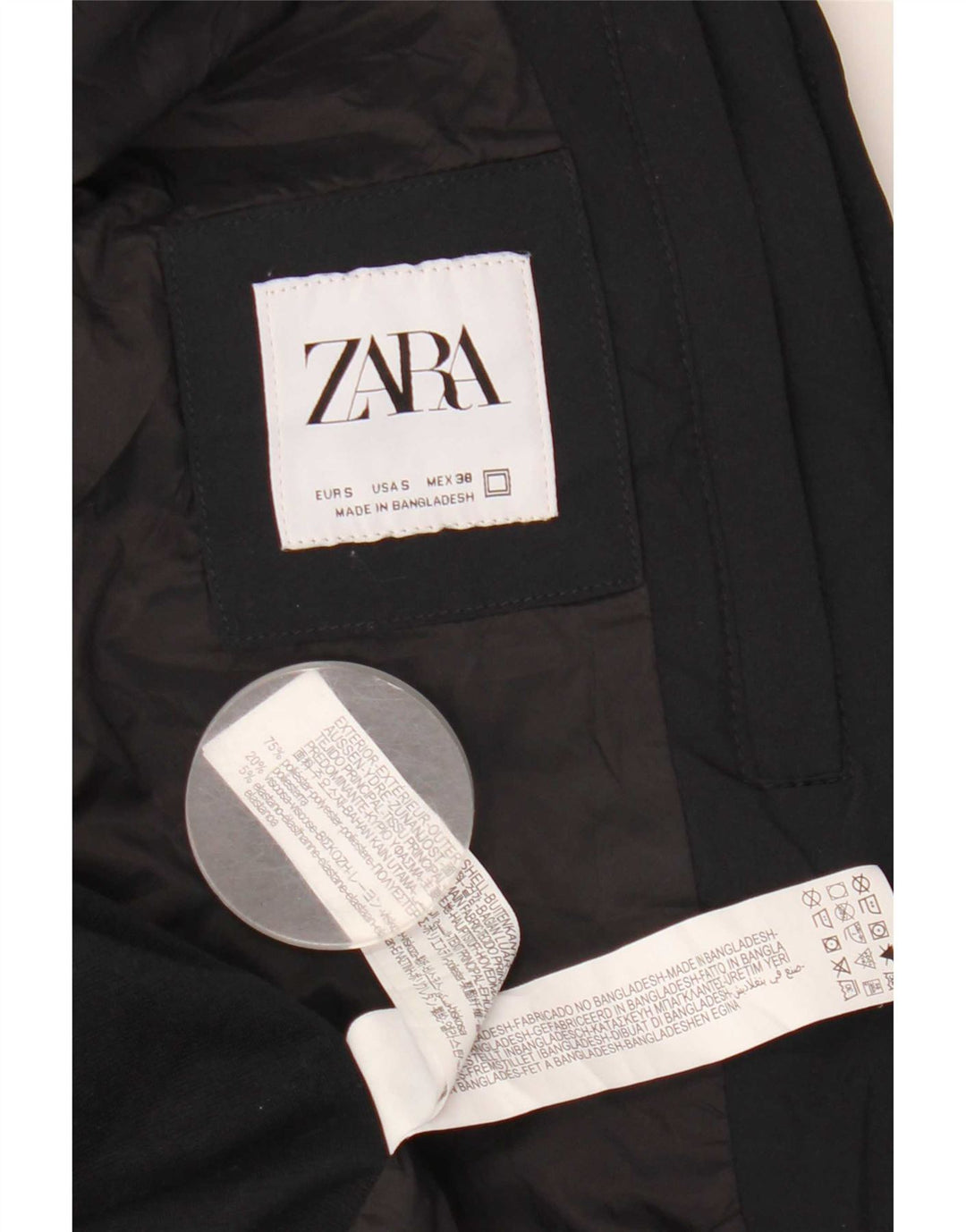 Zara Mens Bomber Jacket UK 36 Pequeno Poliéster Colourblock Azul Marinho