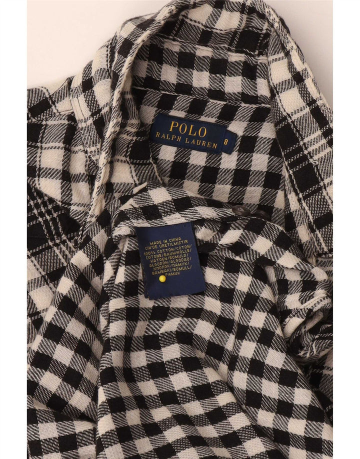 Polo Ralph Lauren Camisa feminina US 8 médio preto xadrez algodão