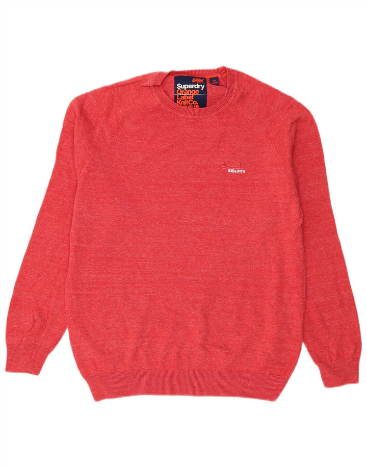 Suéter masculino Superdry com gola redonda, grande algodão vermelho