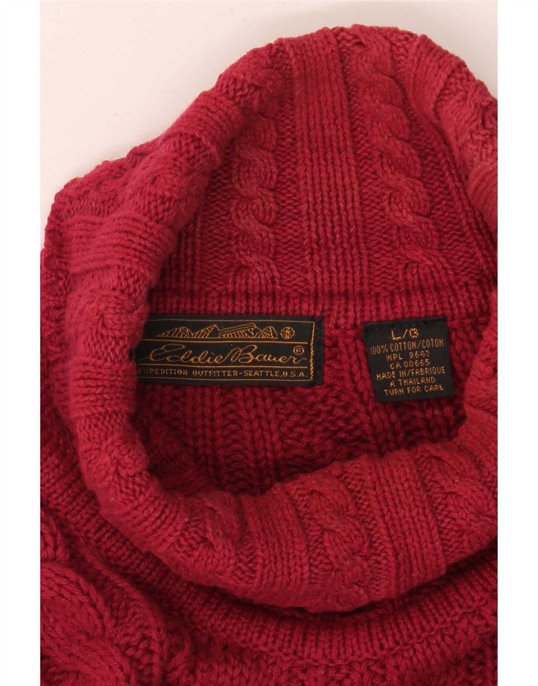 Suéter masculino Eddie Bauer com gola redonda, algodão vermelho grande