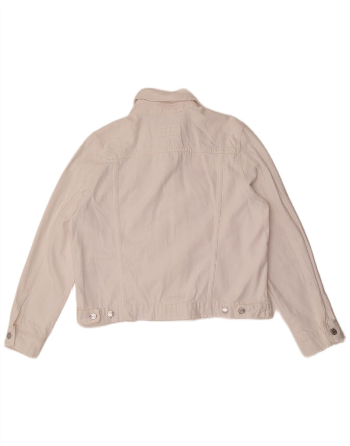 Jaqueta jeans feminina Marks & Spencer UK 14 grande algodão branco