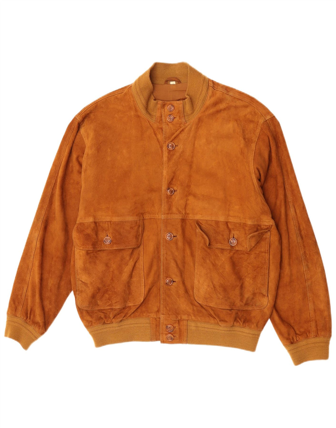 Jaqueta bomber masculina vintage de camurça IT 52 couro bege grande