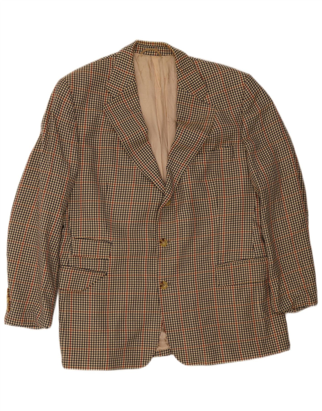Jaqueta blazer masculina Burberrys com 2 botões Reino Unido 38 Houndstooth bege médio
