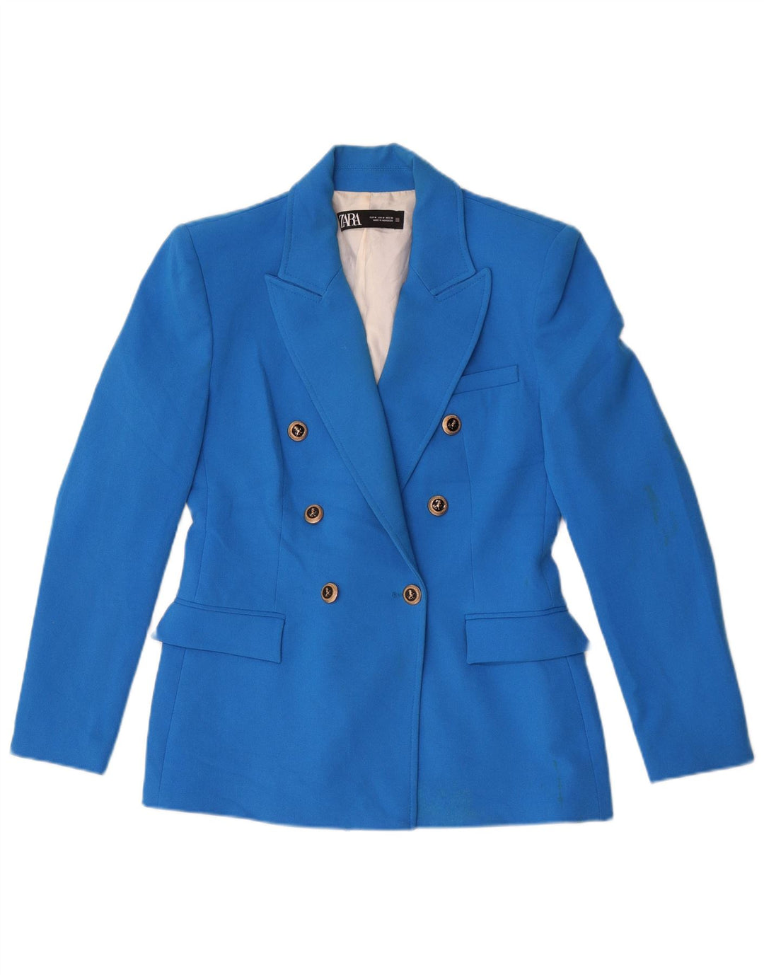Jaqueta blazer feminina Zara com peito duplo Reino Unido 14 azul médio