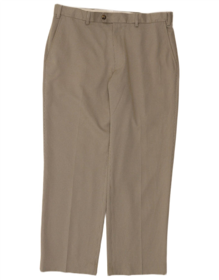 Calça masculina de terno regular Marks & Spencer W36 L29 verde houndstooth