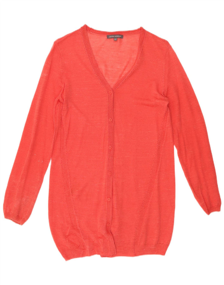 Suéter cardigã feminino longline LAURA ASHLEY Reino Unido 12 médio vermelho