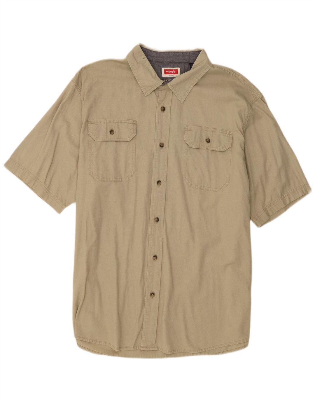 Camisa Wrangler masculina de manga curta XL algodão cáqui