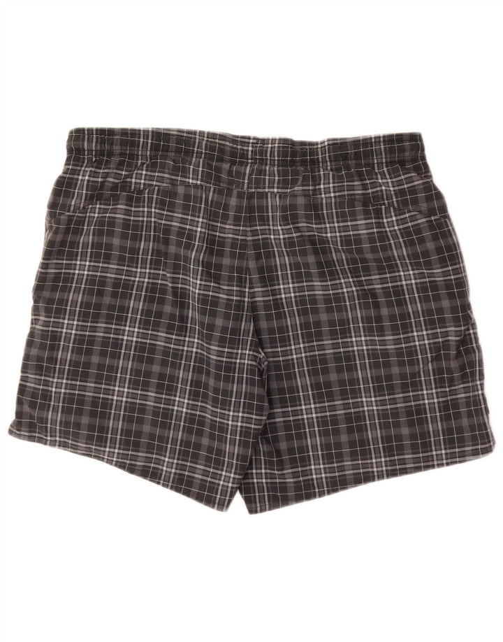 Shorts de natação masculino Adidas poliéster xadrez cinza médio
